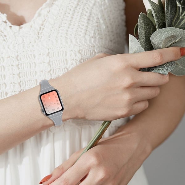 Apple Watch 40 mm trefarget, ekte klokkerem - Kaffe / Grå