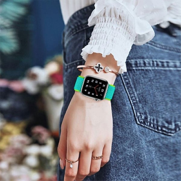 Apple Watch 40 mm klokkerem i nylondesign - Gul / Grønn