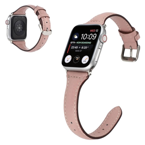 Apple Watch 42mm - 44mm litchi tekstur læder urrem - Lyserød Apple Watch 42mm - 44mm litchi tekstur læder urrem - Lyserød