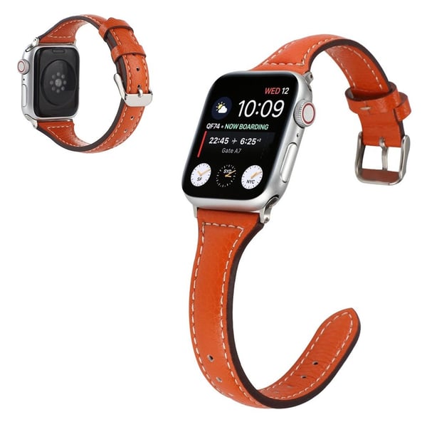 Apple Watch 42 mm - 44 mm klokkerem i litchi-teksturskinn - Oransje
