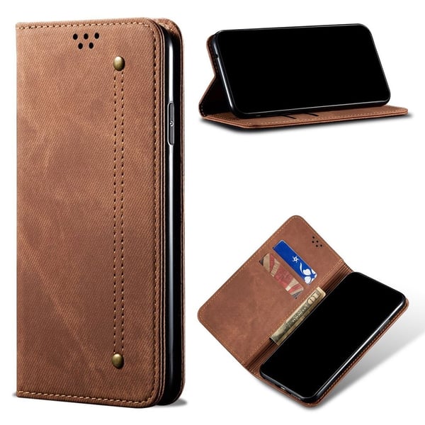 Jeans Samsung Galaxy A12 5G flip case - Ruskea Jeans Samsung Galaxy A12 5G flip case - Ruskea