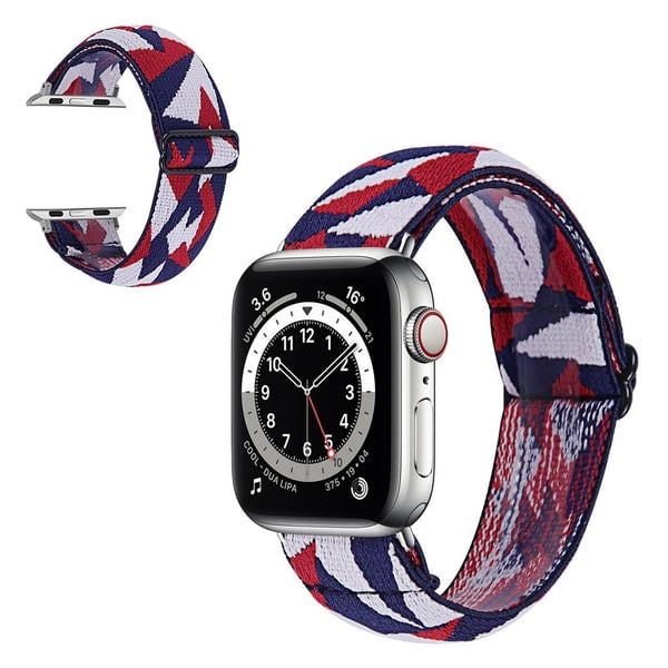 Apple Watch Series 6 / 5 40 mm nylonmønsterarmbånd - Fragmenter Av Rødt Og Blå