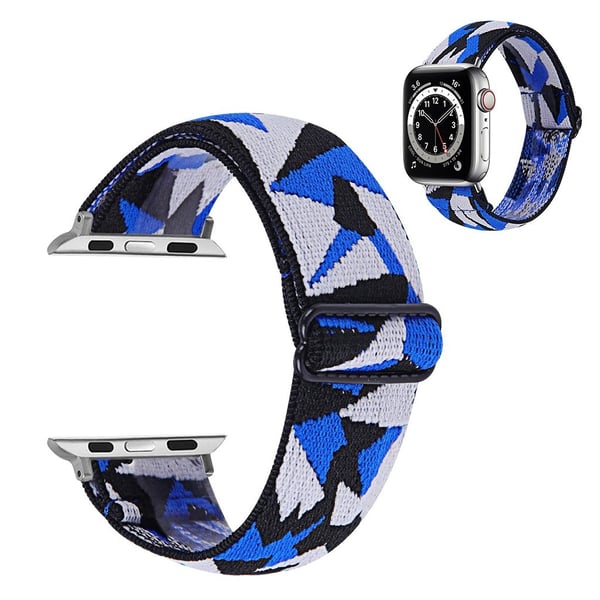 Apple Watch Series 6 / 5 44 mm nylonmønsterarmbånd - Fragmenter Av Blått Og Svart
