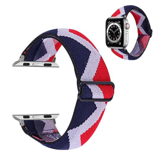 Apple Watch Series 6 / 5 44 mm nylonmønsterarmbånd - Blå / Hvit / Hvit