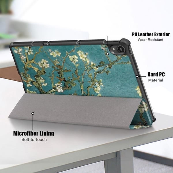 Lenovo Tab P11 Trippelt Mønstret Lær Flippetui - Peach Blossom