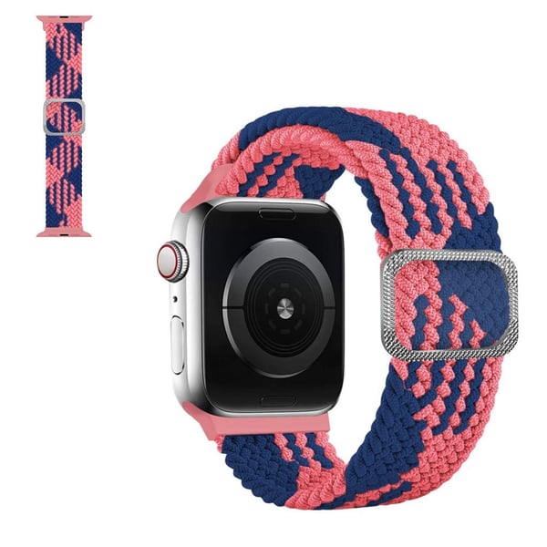 Apple Watch 42mm - 44mm nylonflettet klokkerem - Rosa Blå
