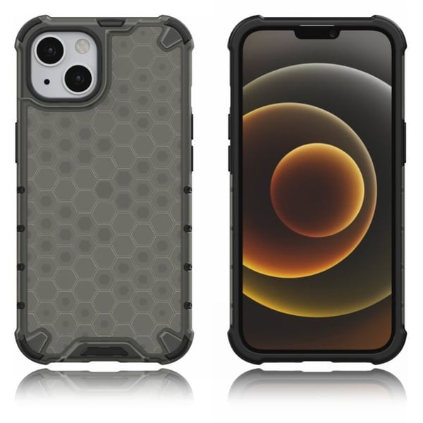 Telefonskal med bikagemønster Fleksibelt og stødsikkert hybridcover til iPhone 13 6,1 tommer - Sort