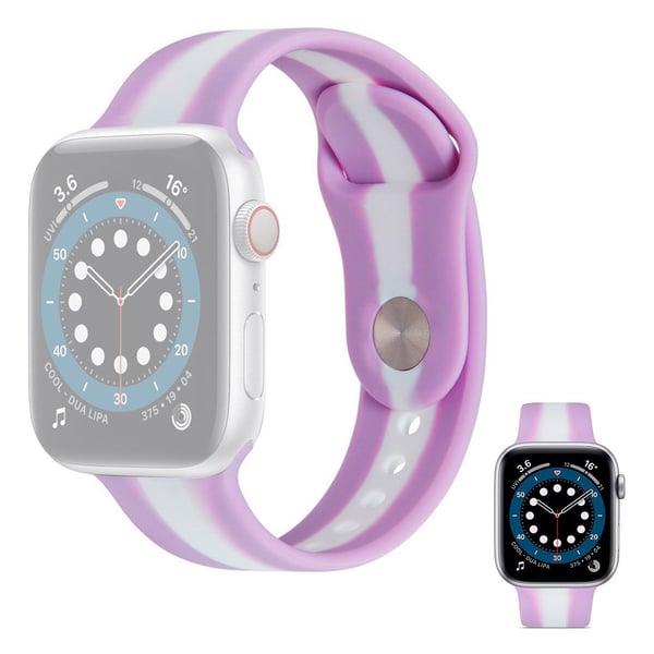 Apple Watch 42 mm - 44 mm fargestripete klokkerem i silikon - Lilla