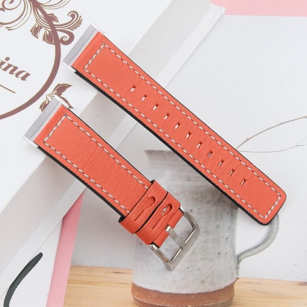 Fitbit Sense / Versa 3 weaving læder rem - orange