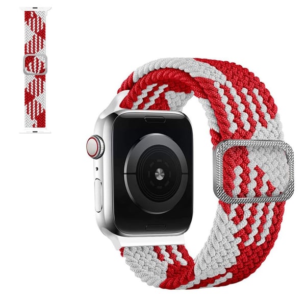 Apple Watch 42mm - 44mm nylonflettet klokkerem - Rød Og Hvit