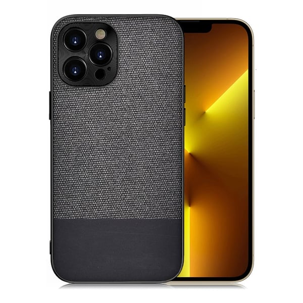 Splicing Cloth Lightweight Sweat-Resistant Drop Resistant Flexible and Bumpresistent Hybrid Protective mobil cover iPhone 13 Pro Max 6,7 tommer - Sort