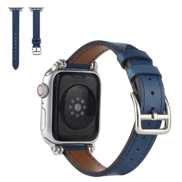 Apple Watch 40 mm klokkerem i skinn med perledekor - Blå