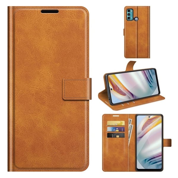 Skinn-etui i lommebok-stil for Motorola Moto G40 Fusion / Motorola Moto G60 - Lysebrun