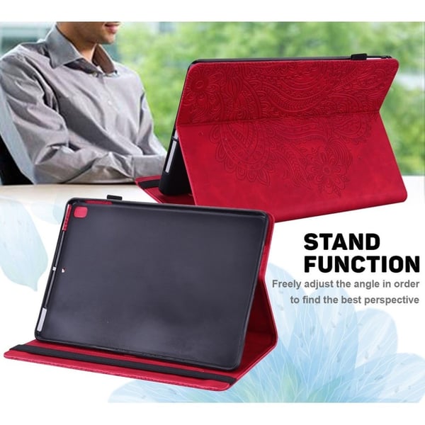 Lenovo Tab M10 HD Gen 2 Flower Imprint Lær Etui - Rød