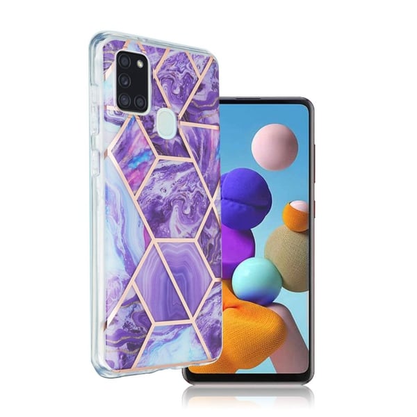 Marble design Samsung Galaxy A21s kotelot - Violetti