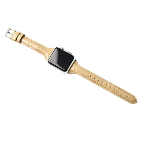 Apple Watch 42 mm - 44 mm klokkerem i lær i slangeskalastil - Khaki
