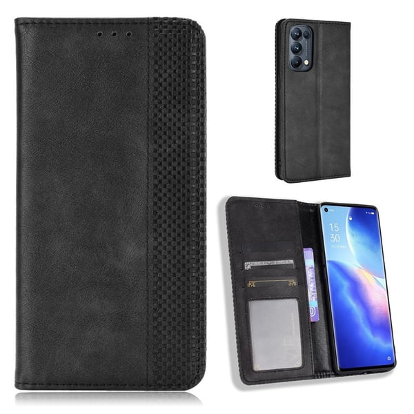 Bofink Vintage Oppo Reno5 Pro 5G Lær Etui - Svart