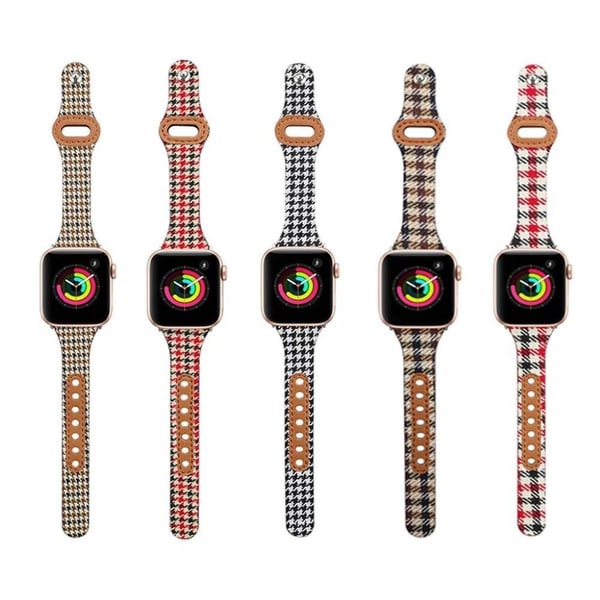 Apple Watch 42mm - 44mm liner design læder urrem - Rød Svale Bælte