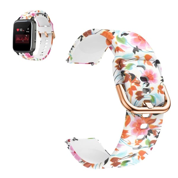 Haylou SmartWatch LS01 unik mønsterklokkerem i silikon - Fugl Og Blomst