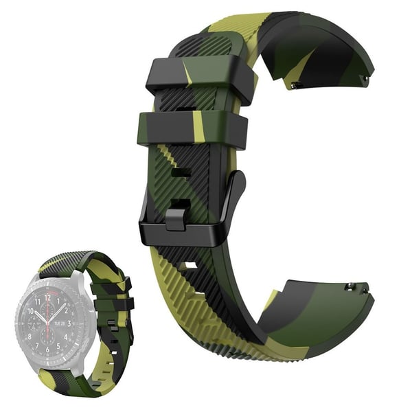 22mm Universal twill wave camouflage silikoni ranneke - Armeijan Vihreä