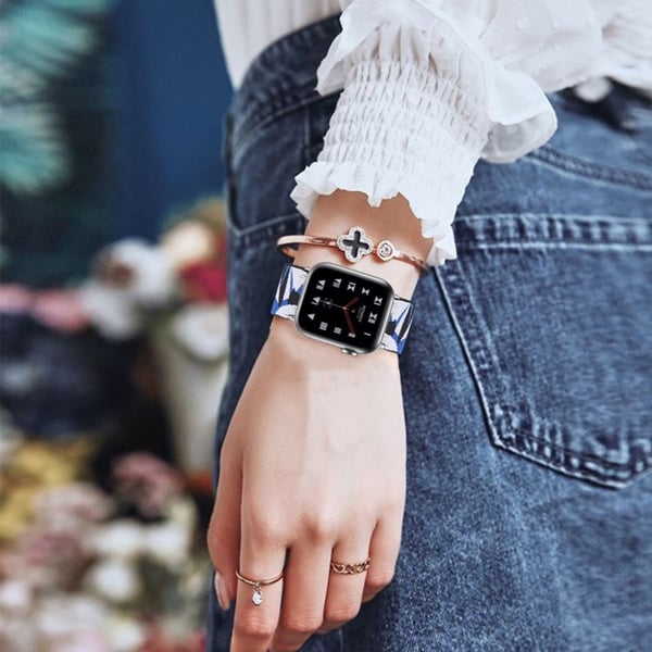 Apple Watch Series 6 / 5 40 mm nylonmønsterarmbånd - Fragmenter Av Blått Og Svart