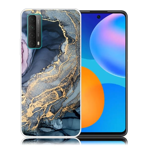 Marble Huawei Y7A / P Smart 2021 Etui - Blue på Golden Splash Klinkekule