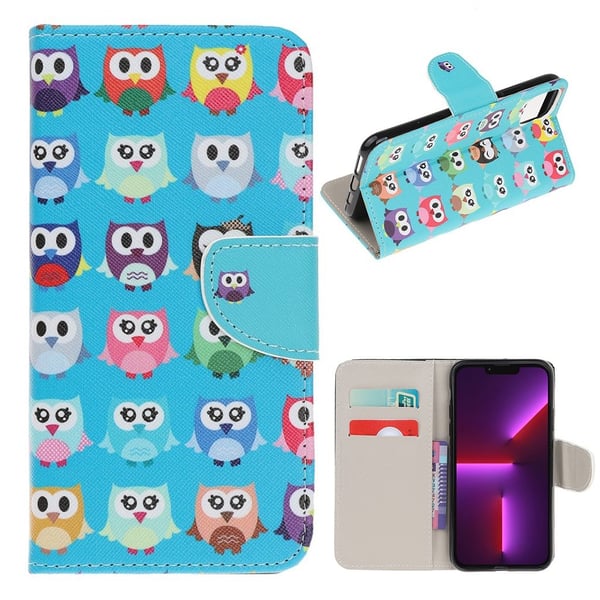 Wonderland iPhone 13 Pro flip-etui - Søte Ugler