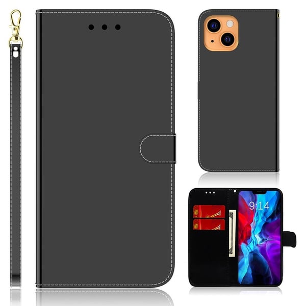 Mirror iPhone 13 Mini flip-etui - Svart