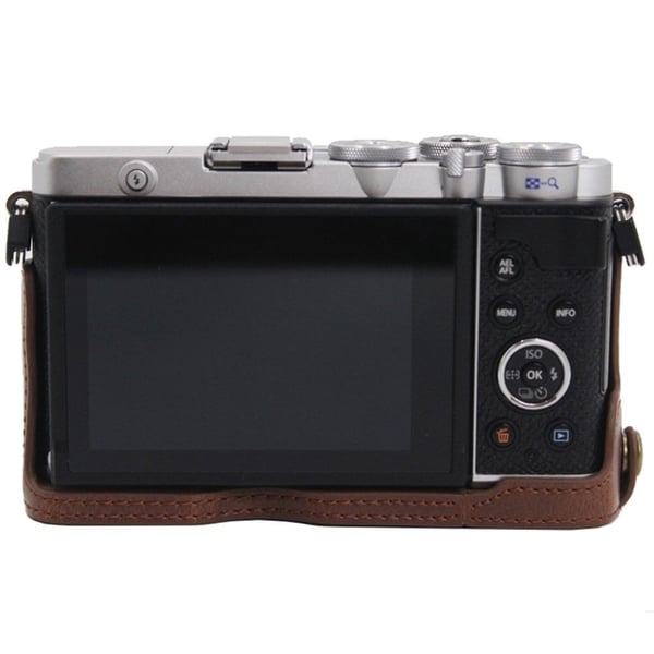 Olympus PEN E-P7 läderfodral med batteriöppning - Kaffe