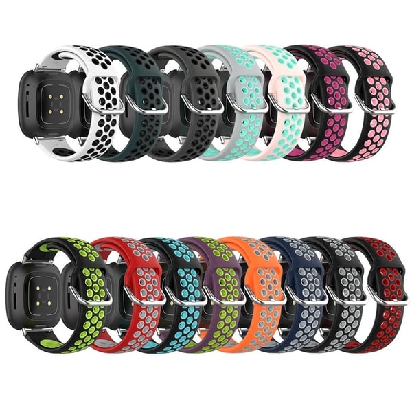 Fitbit Sense / Versa tofarget silikonklokkearmbånd - Svart / Grå