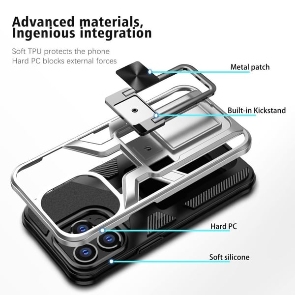 Støtsikkert hybriddeksel for iPhone 13 Pro - Sølv