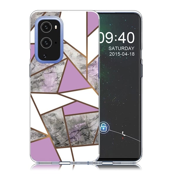 Marble OnePlus 9 Pro Etui - Lilla / Hvit / Grå Klinkekule