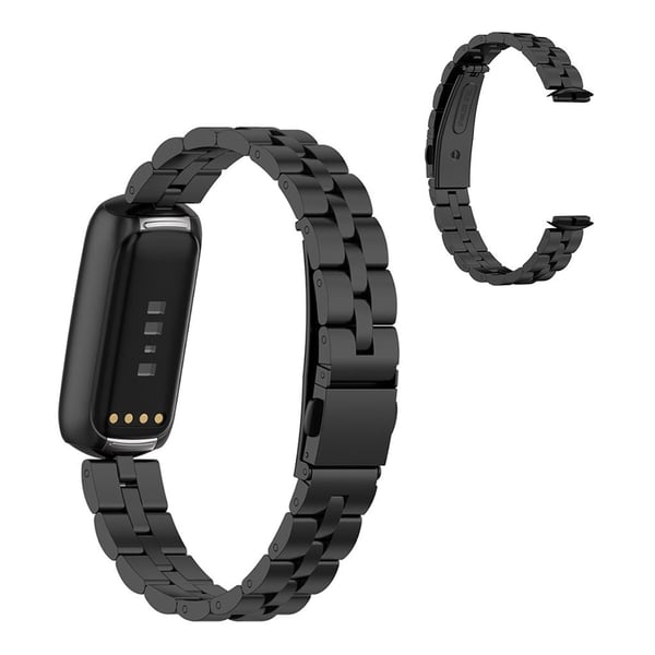 Fitbit Luxe 3 klokkerem i rustfritt stål med perler - Svart