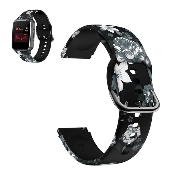 Haylou SmartWatch LS01 unik mønsterklokkerem i silikon - Svart / Grå Blomst