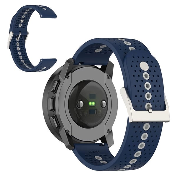 22mm Suunto 9 Peak kaksivärinen silikonikellon hihna - Keskiyön Sininen / Harmaa