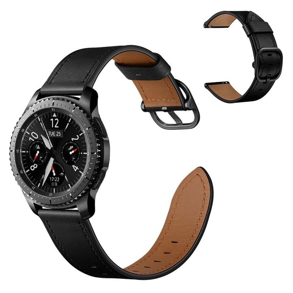 Urrem i okselæder til Samsung / TicWatch / Amazfit-ur - Sort Urrem i okselæder til Samsung / TicWatch / Amazfit-ur - Sort
