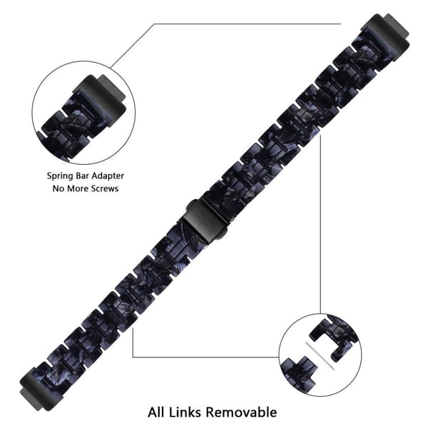 Fitbit Inspire 2 harpiksmønstret klokkerem - Black Mix