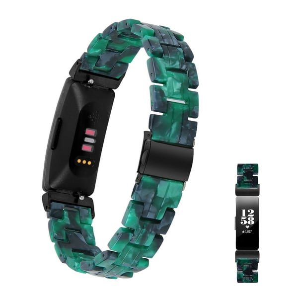 Fitbit Inspire 2 harpiksmønstret klokkerem - Blackish Green Mix
