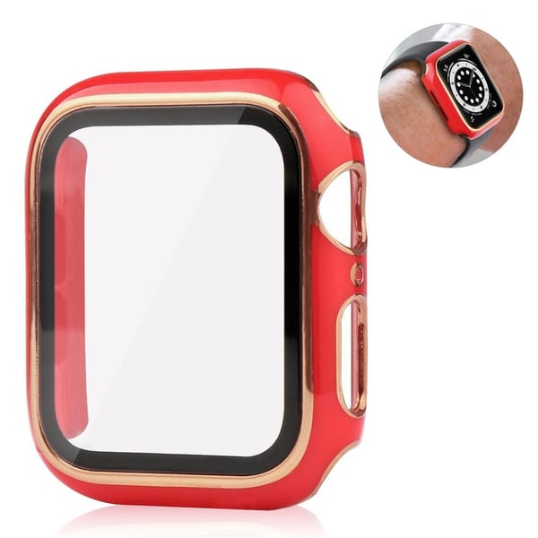 Apple Watch 40 mm unikt stildeksel + skjermbeskytter i herdet glass - Rød / Gull