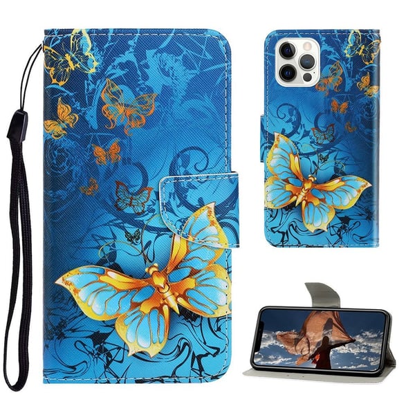 Wonderland iPhone 13 Pro Max flip etui - Guld Sommerfugl Wonderland iPhone 13 Pro Max flip etui - Guld Sommerfugl