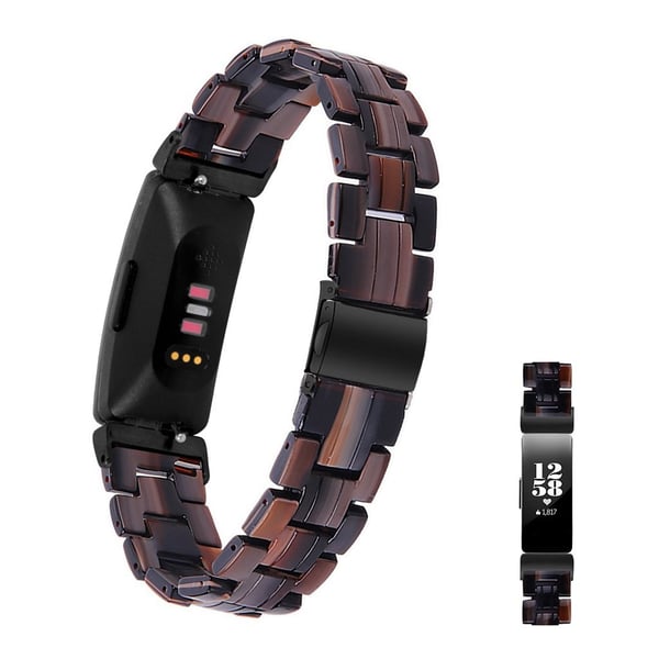 Fitbit Inspire 2 harpiksmønstret klokkerem - Sjokolade