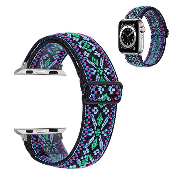 Apple Watch Series 6 / 5 44 mm nylonmønsterarmbånd - Blå / Blå