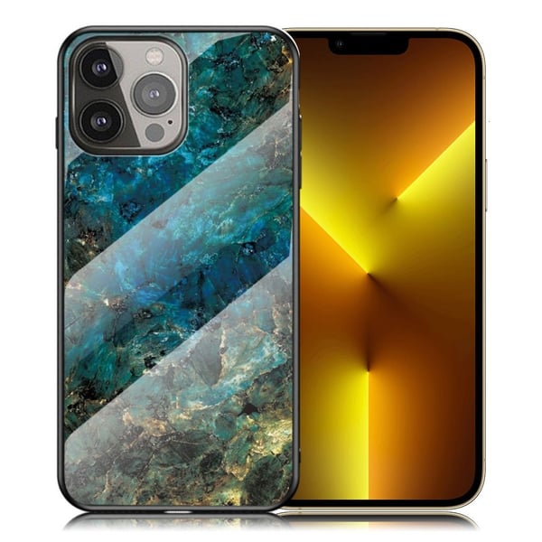 Fantasy Marble iPhone 13 Pro Max Deksel - Smaragd Klinkekule
