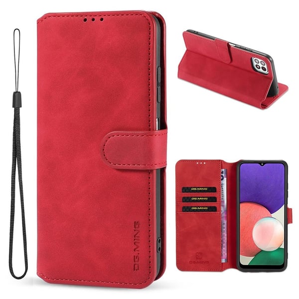 DG.MING Samsung Galaxy A22 5G retro etui - Rød DG.MING Samsung Galaxy A22 5G retro etui - Rød