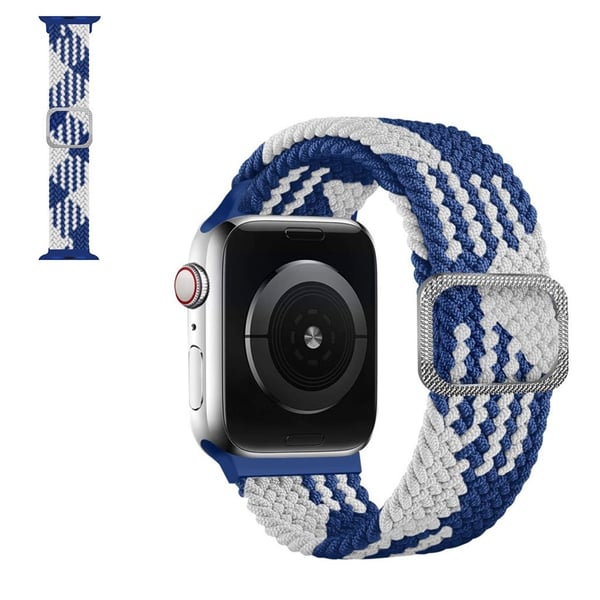 Apple Watch 42mm - 44mm nylonflettet klokkerem - Blå Hvit