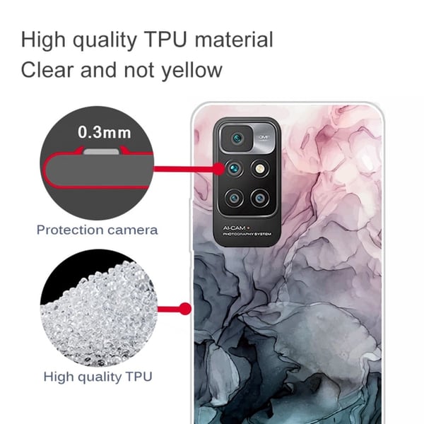 Marble Xiaomi Redmi 10 Prime / Redmi 10 Etui - Rose og Greyish Blåe Skyer