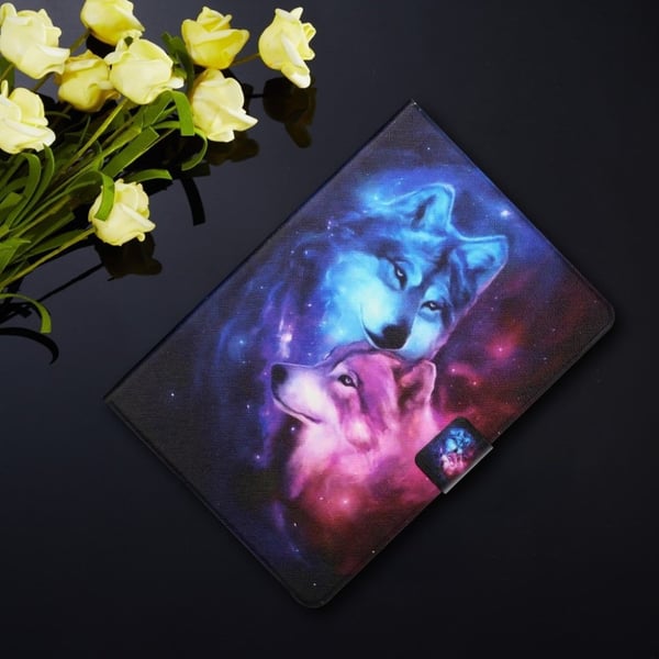 Lenovo Tab M10 Cool Mønster Lær Flippetui - Couple Ulv