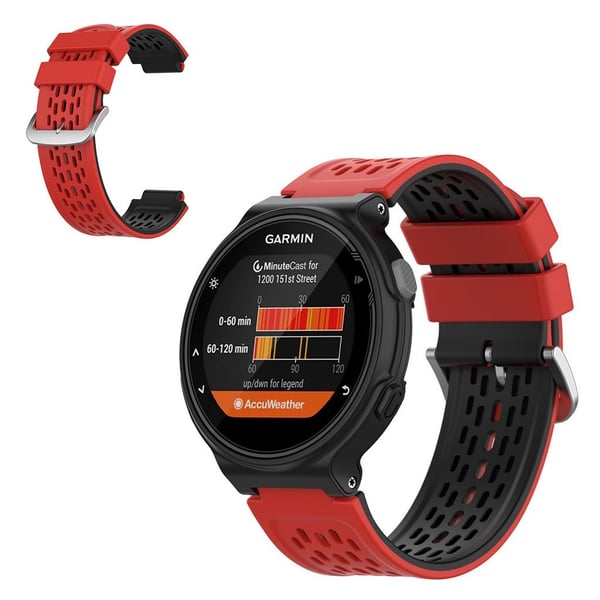 24 mm dobbeltlags silikoneurrem til Garmin Forerunner-enhed - Rød / Sort
