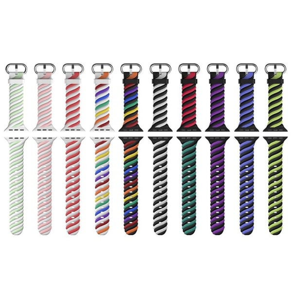 Apple Watch 42mm - 44mm unik farge twist silikon klokkerem - Lilla / Svart