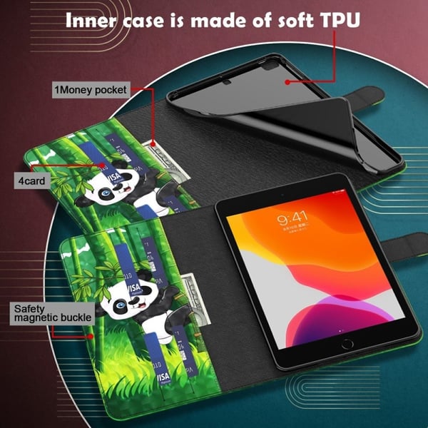 Lenovo Tab E10 Mønster Lær Flippetui - Panda og Bambus